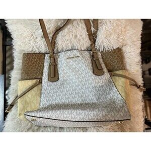 Michael Kors Voyager East West Tote Brown White